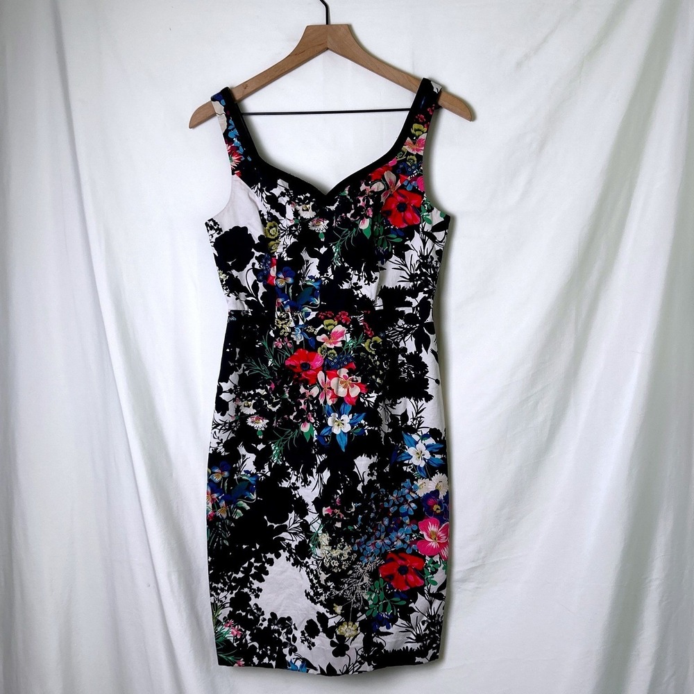 Leifnotes Womens Floral Sweetheart Sleeveless Sheath Dress Size 2 Multicolor